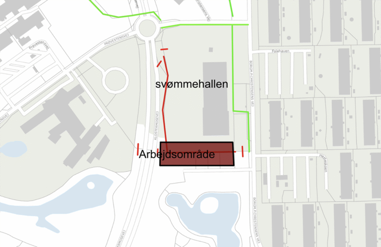 Advarsel til gående ved svømmehal